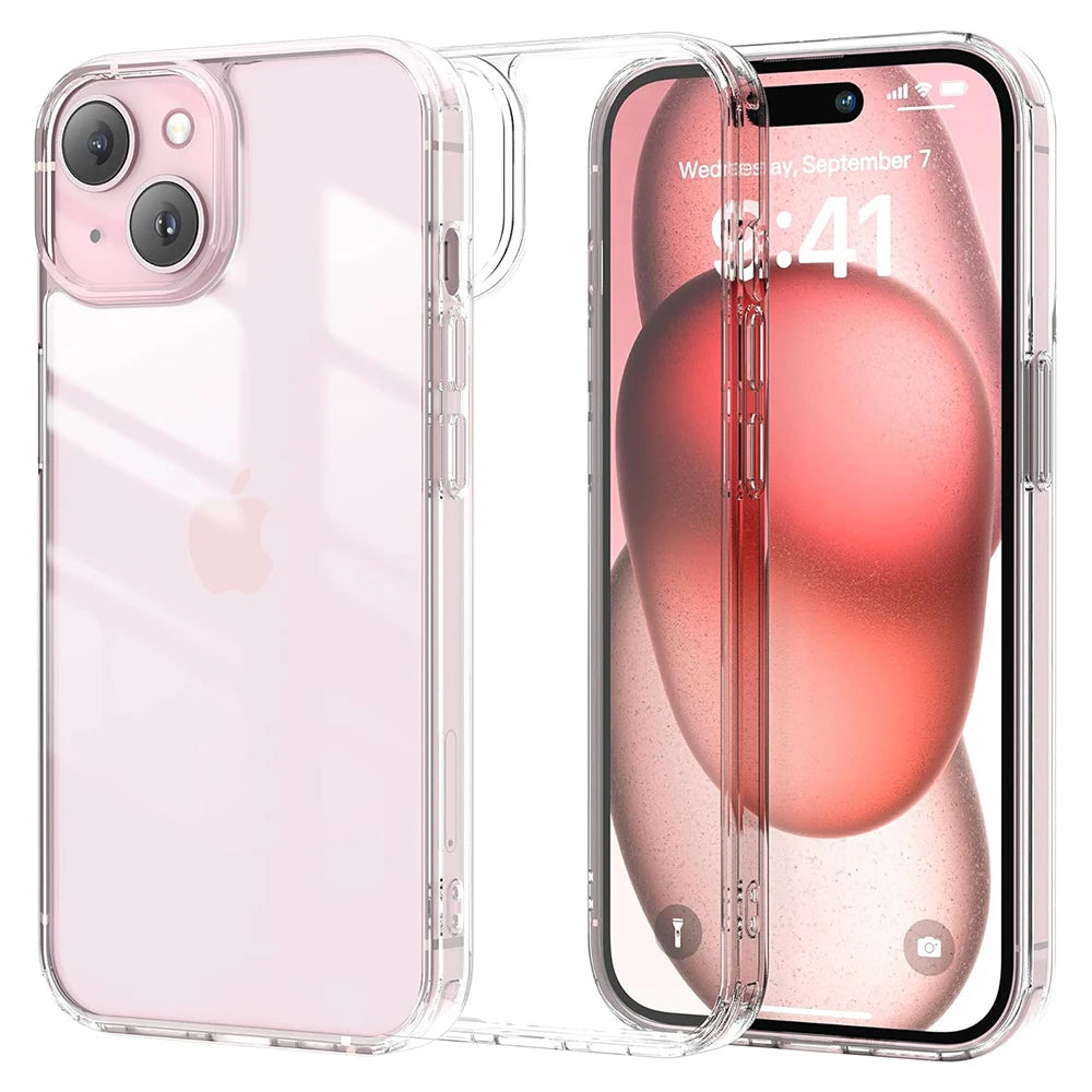 Hybrid Acrylic Airbag Shockproof Case For iPhone 16 15 14 13 12 11 Pro Max Plus Mini Clear Hard Back Cover Silicone Soft Shell.