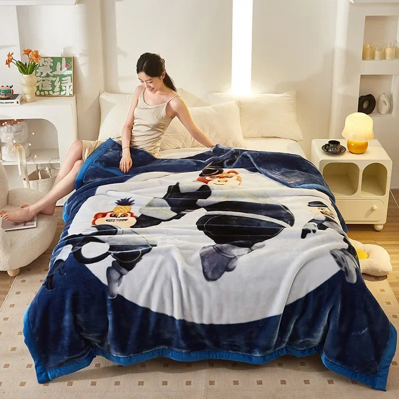 Double layer thickened to 6kg blanket quilt autumn and winter warm fleece wedding blanket cushion bedding