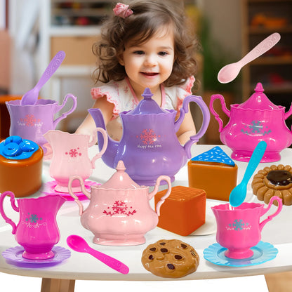 Tea Set For Little Girls, Tea Party Set, Tea Set For Toddlers Including Kettle, Cookies, Kids Play Food, Tea Party Accessories T.