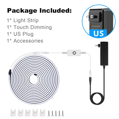 Waterproof COB LED Strip Lights 24V Flexible Neon Light Black Silicone Tube Linear Dimmable Lighting with Touch Sensor Switch