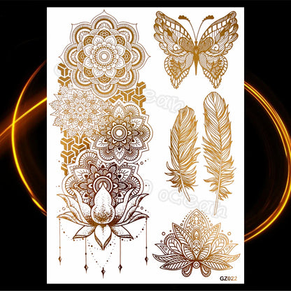 1PC Summer Style Men Women Body Art Gold Metallic Tattoo Sticker HYS-101 Chain Bracelet Fake Jewelry Waterproof Temporary Tattoo.