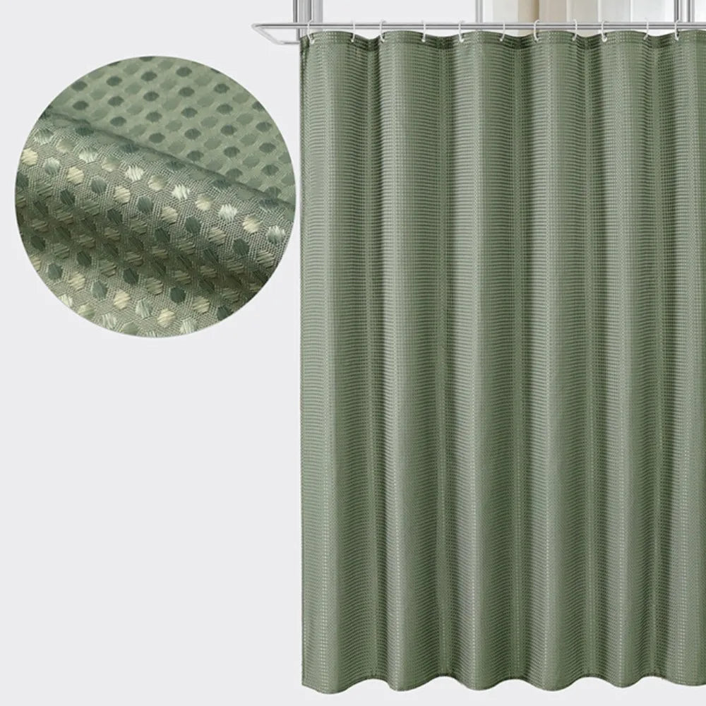 Wasserdichter, schlichter Waffel-Duschvorhang, schimmelresistent, einfarbig, Schattierungsvorhang, Polyester mit Haken, Badezimmer-Trennvorhang