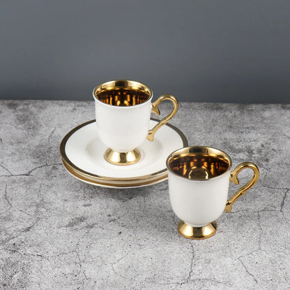 2pcs/set Turkish Coffee Cups Set Of 2 Ceramics Cup Of Coffee Creative Gifts Relief Teacup And Saucer Set Retro 90ml Gobelet