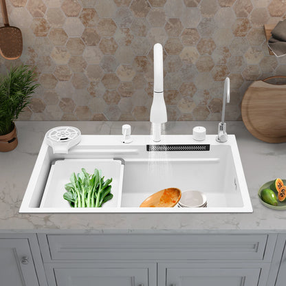 Küchenspüle, rostbeständiges Spülbecken mit ausziehbarem Wasserhahn, Schallschutzwirkung für Zuhause/Küche/Kanteine/Hotel/Bar