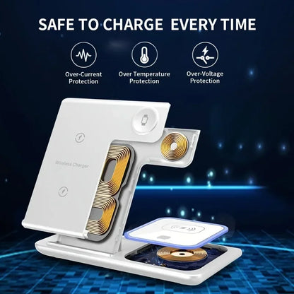30W 3 in 1 Wireless Charger Stand LED Induction Fast Charging Station For iPhone 16 15 14 13 12 Apple Watch 10 9 8 7 6 5 Airpods.