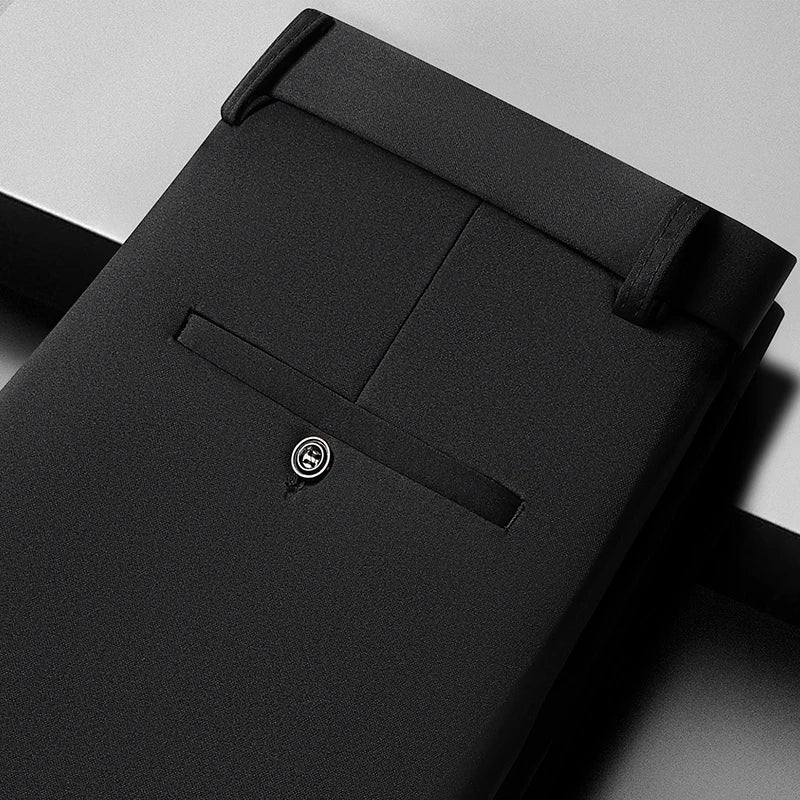 29-42 Men's Summer Pants Thin Straight Stretch Casual Pants with No Trace No Ironing Fabric Silky and Cool Feeling