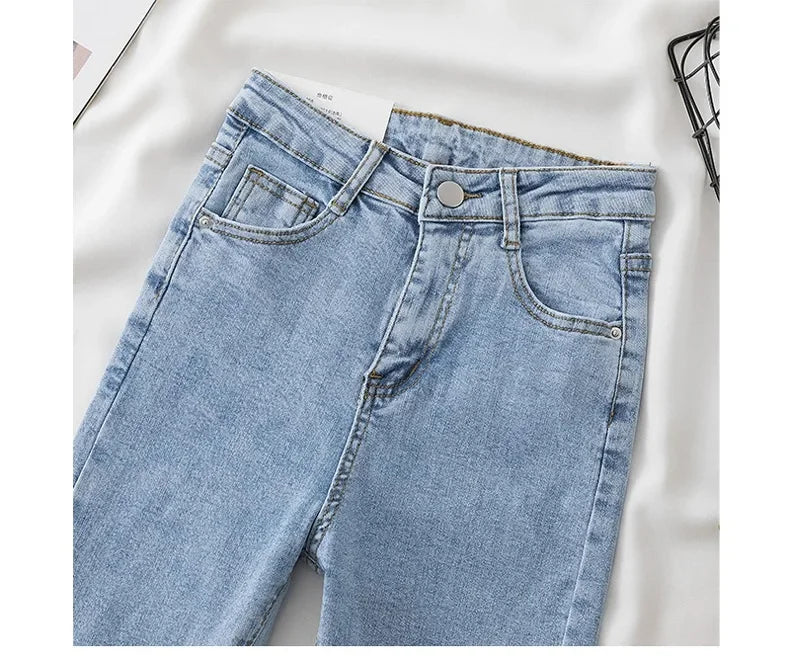 High Waist Slim Fit Jeans Women's Spring Summer Autumn Fashionable Nine Points Elasticity Pencil Pants Tightening And Lengthenin
