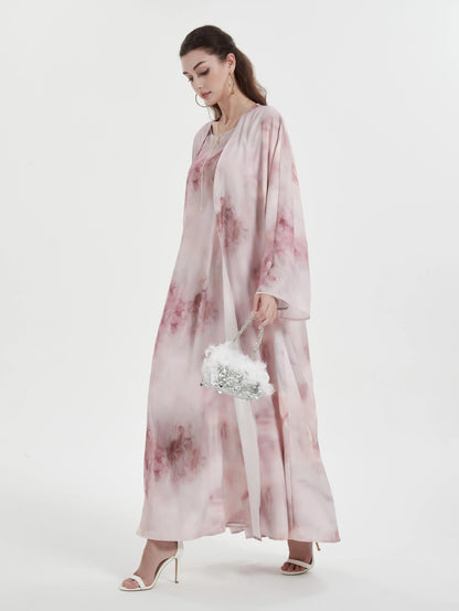 Kebaya Middle Eastern Muslim women's Abaya printed slim-fit with coat and Dress suit.