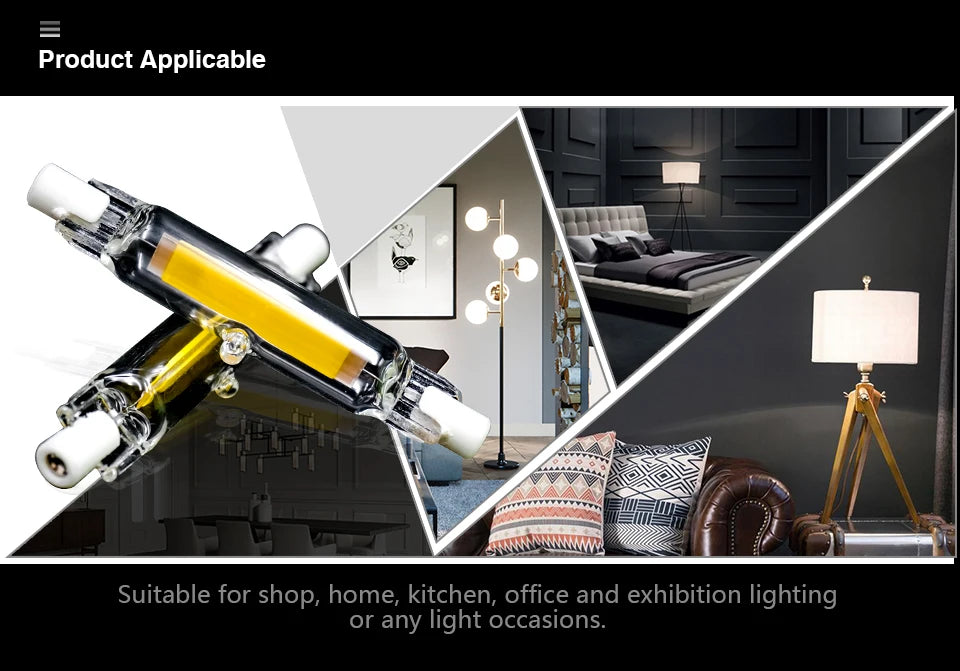 R7S LED 78mm 15W 20W R7S Spotlight 118mm 30W 50W AC 110V 220V 230V J78 J118 COB Lamp Bulb Glass Tube Replace Halogen Lamp Light.