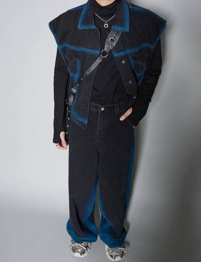 Denim Jacket T-shirts Pants Suits for Men No Logo Man Trousers Sets Luxury Summer Clothes Short Quarter Sleeve Outfits Tee Chic.