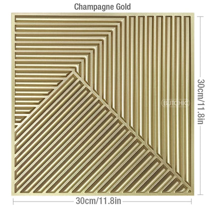 12pcs 30x30cm 3D Stereo Wall Panel Diamond Champagne gold Wood grain tile 3D wall sticker Wood grain living room Bathroom paper