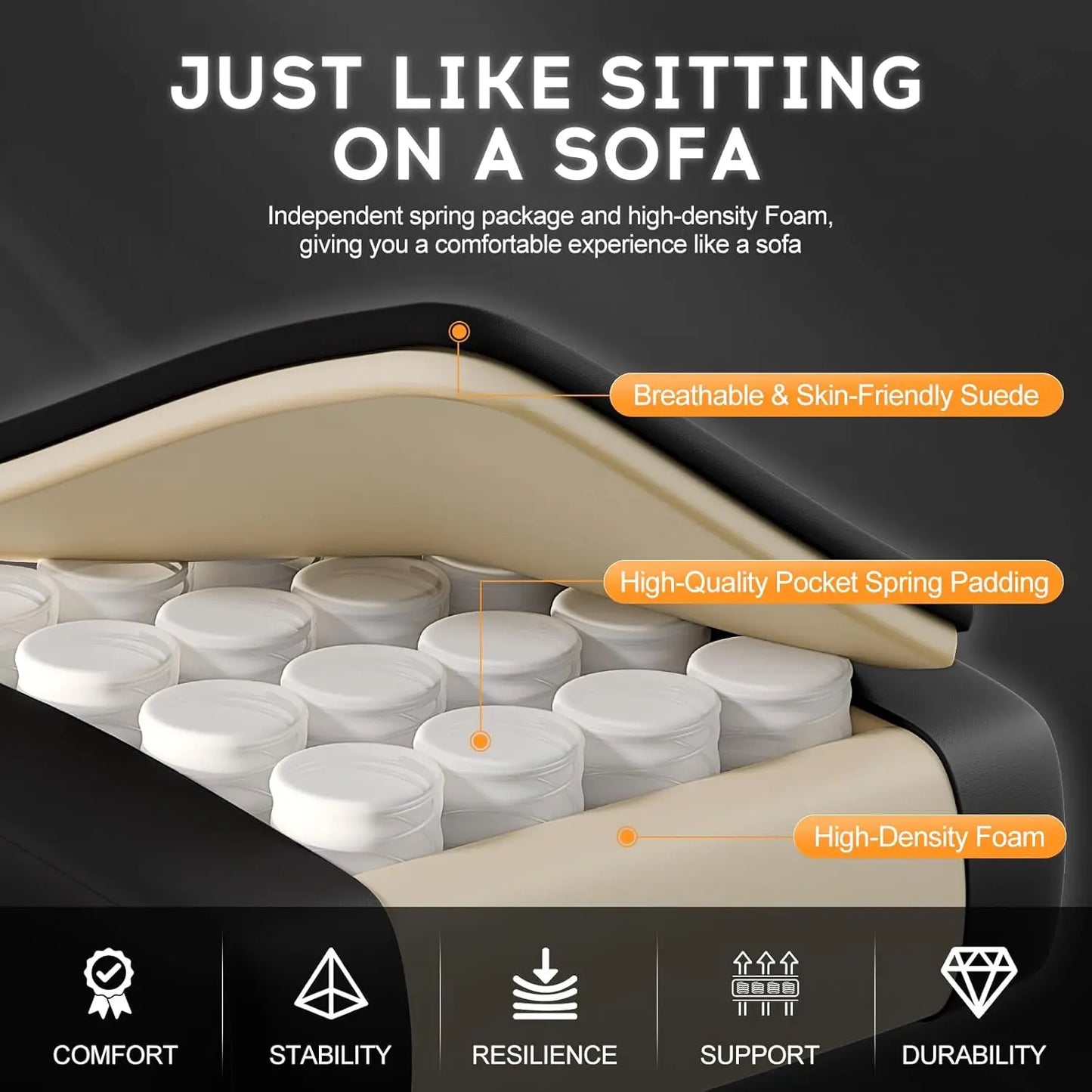 Gaming Chair mit Spring Kissen, Ergonomischer Gaming Chair Gamer Chair mit Kopfstütze, Lendenkissen and Footrest, Hö