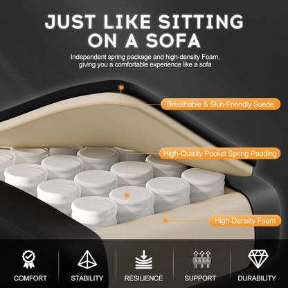 Gaming Chair mit Spring Kissen, Ergonomischer Gaming Chair Gamer Chair mit Kopfstütze, Lendenkissen and Footrest, Hö