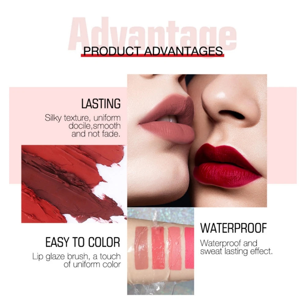 O.TWO.O 2 IN 1 Matte Lipstick&Liquid Lipstick 12 Colors Makeup Lip Glaze Waterproof Batom Lip Cosmetics Silky Texture.
