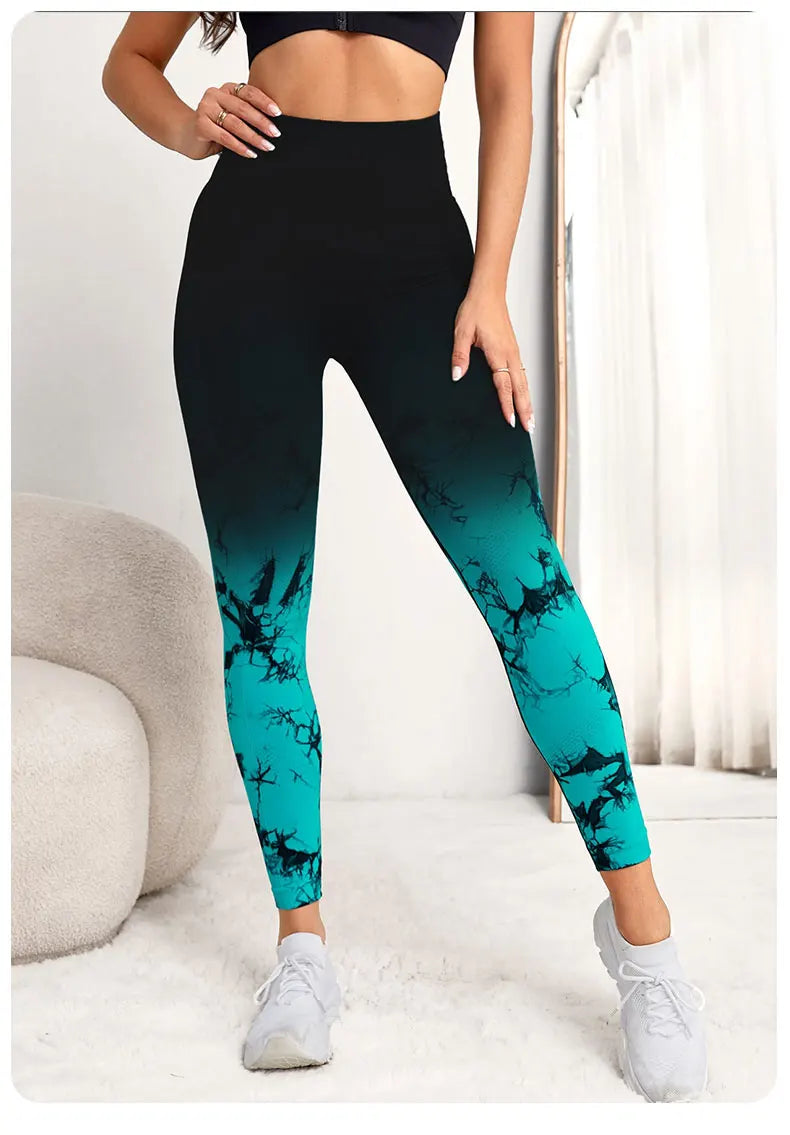 Yoga Pants Women Seamless Leggings Push Up Sports Fitness Joggings High Waist Gym Workout Scrunch Tie Dye Running Leggings.
