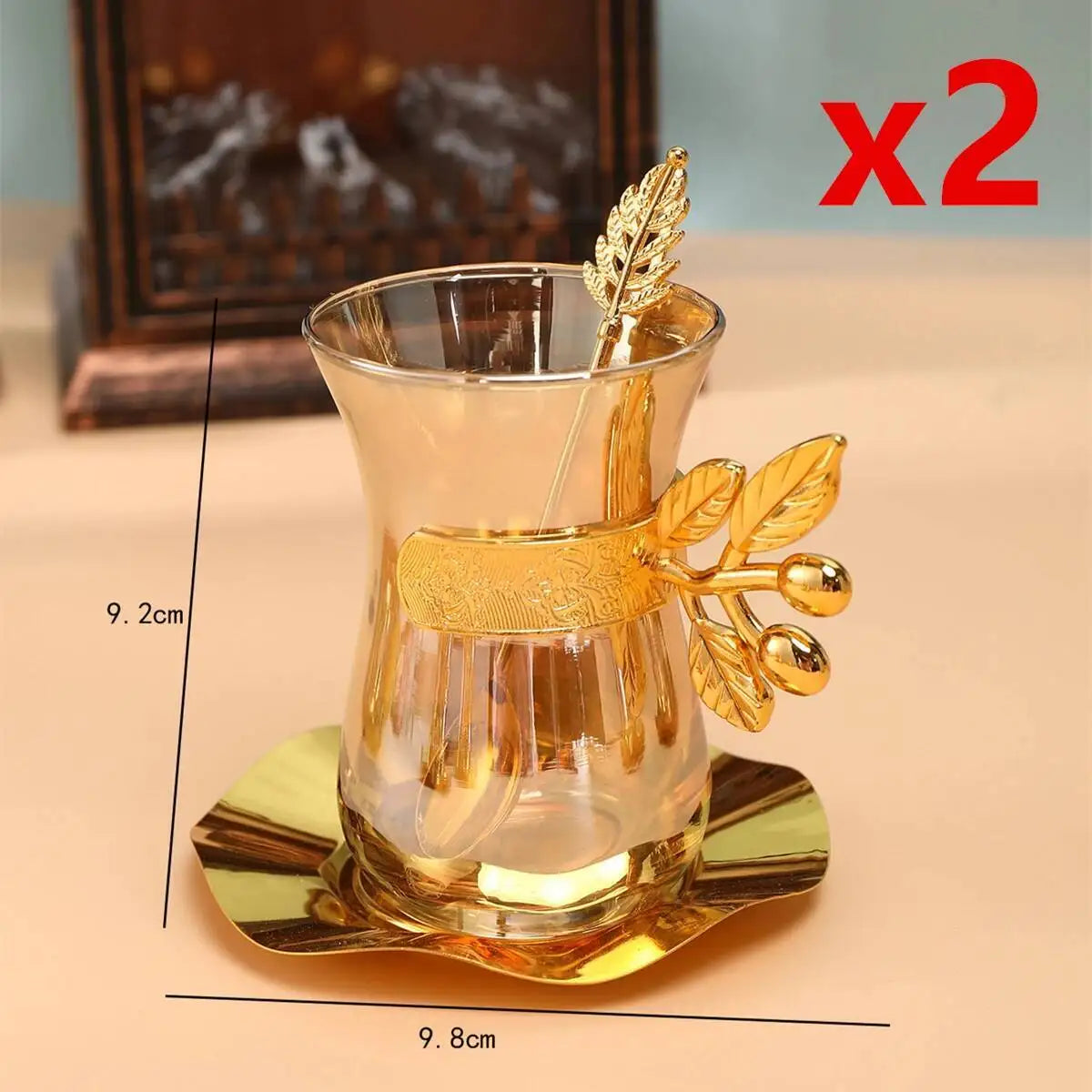 Turkey Coffee Glass Sets Luxury Style Gold Coffee Cups And Plates Set Black Tea Cup Saucer Teaspoon Set Espresso Mug Home Teacup.