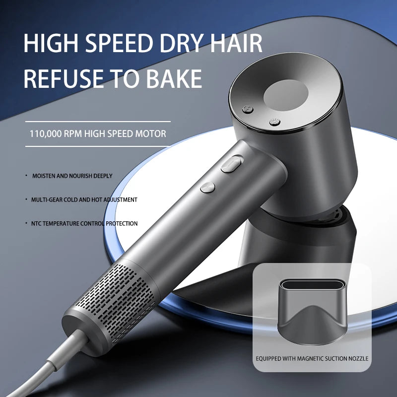 High Speed Electric Hair Dryer High Power 1600W Negative Ion Hair Care Fast Drying Low Noise No Hair Injury