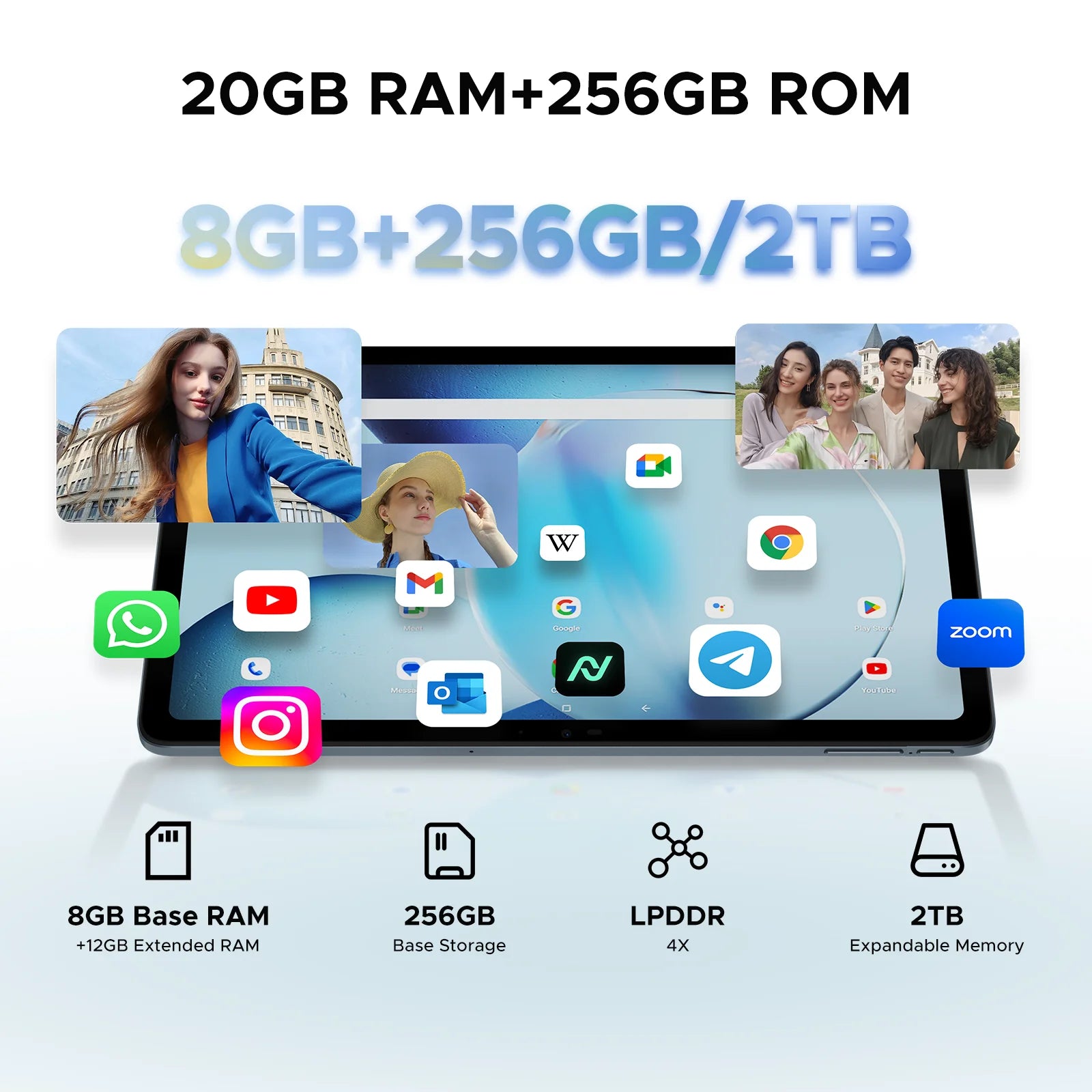 Global Version DOOGEE T36 Android Tablet 15 8 + 256GB 12 ''FHD + 90Hz IPS Display Unisoc T620 Octa Core 8800mAh Battery Widevine L1.