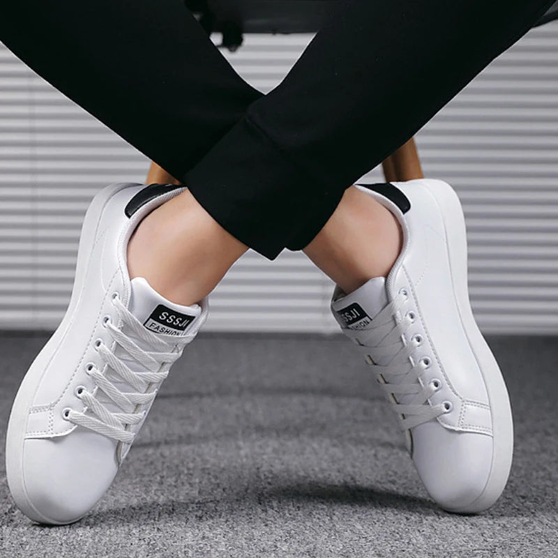 High Quality Men Sneakers Leather Outdoor Casual Shoes Lace-up Hot Sale Mens Vulcanized Shoes Trendy Men Shoes New Tenis Hombres.