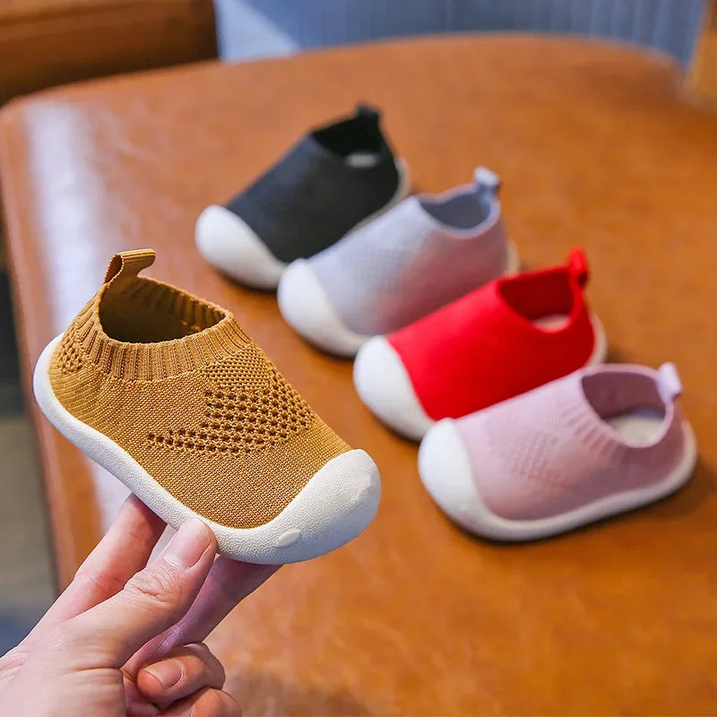 Baby Boys Casual Shoes Toddlers Girls Sneakers Stretch Fabric Kids Shoes Slip-on Soft Anti-skid Children Breathable Baby Flats.