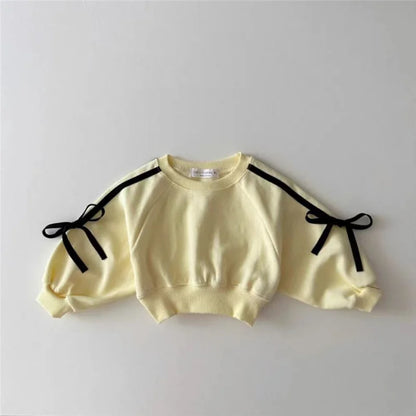 2024 Spring New Kids Clothing Sets Children Long Sleeve Suits Baby Girls Bow Sweatshirt+Pants 2Pcs Toddler Versatile Outfits.