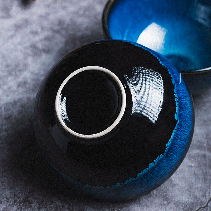 Japanese Blue Kiln Change Ceramic Tableware American Tableware Retro Household Dishes Set Rice Bowl Dishes Restaurant Plate.