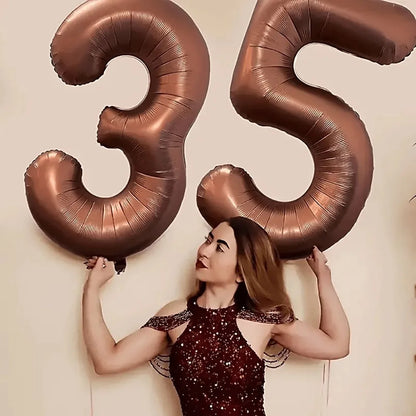 40inch Foil Brown Number Balloon Number Balloon 0-9 Birthday Wedding Party Decoration Supplies Happy Holidays Baby Shower Gifts