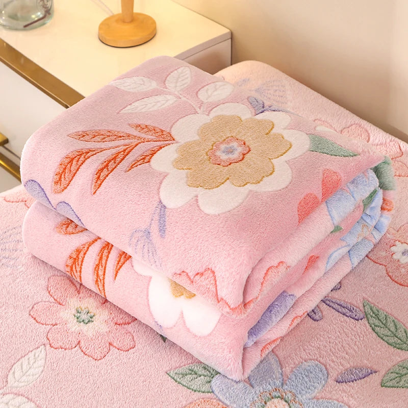 Bonenjoy 1pc Blanket Floral Style Bedspread Fleece Blanket Plaid Travel Shawl Sofa Nap Blankets Home Bedsheet manta