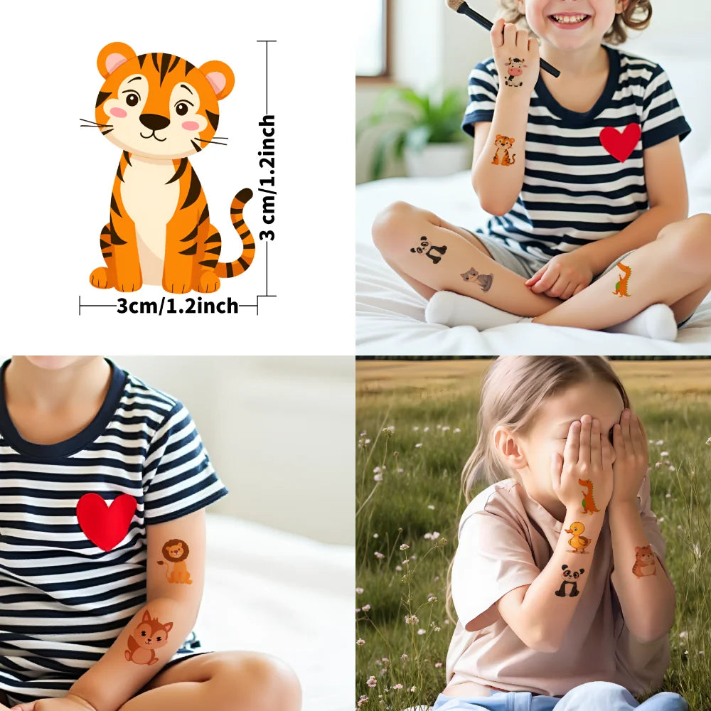54 stücke Temporäre Tattoo Drachen Cartoon Panda Pfau Wasserdicht langlebige Körper Aufkleber Chamäleon Für Arme Wangen Mädchen.