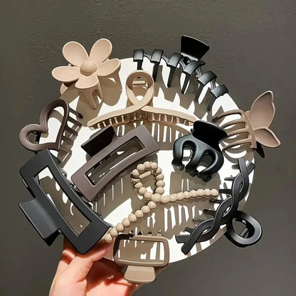 11Pcs Assorted Hair Claw Clips Versatile Elegant & Cute Hair Accessories for Work Travel and Daily Photoshoots Matte Design.