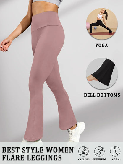 Women's Super Soft Flare Pants High Waisted Tummy Control Workout Yoga Leggings Bell Bottoms.