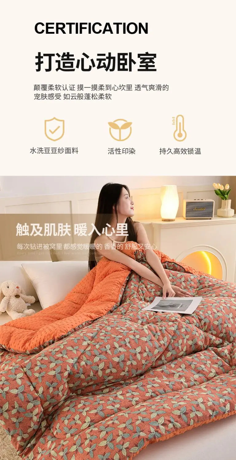 Thickened warm Doudou quilt spring and autumn quilt winter velvet thickened washed Doudou yarn double quilt core.