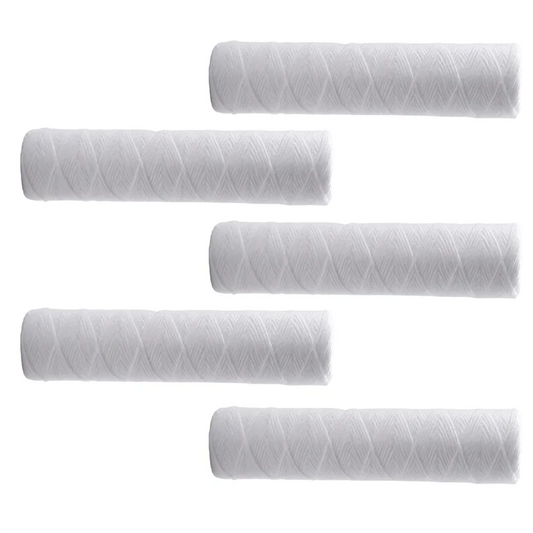 A01V-5 Micrometre 10 X 2.5 Inch String Wound Sediment Water Filter Cartridge Whole House Sediment Filtration, Universal Replacem