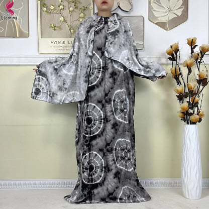 2025 New Muslim Abayas For Women Ramadan Prayer Garment Dubai Middle East Femme Robe Cotton Loose African Dress Turban Attached.
