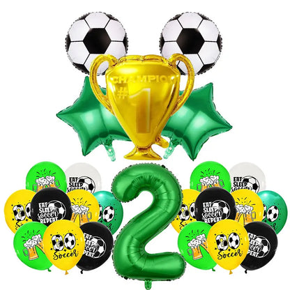 Fußball Fußball Geburtstag Dekorationen Aluminium Film Ballon Geschirr Teller Tasse Servietten Tischdecke Baby Dusche Party Supplies.