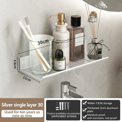 Badezimmerregal aus Aluminium, Badezimmerregal, WC-Lagerregal, WC- und Küchenregal, zum Aufhängen an der Wand, stanzfreies Regal