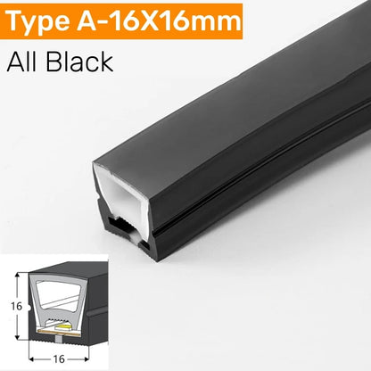 Recessed Black Silicone Tube LED Neon Light Flexible Rope Channel Diffuser WS2811 WS2812B Outdoor Waterproof Ribbon Strip Lights