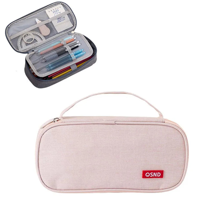 Stift-Aufbewahrungstasche, Federmäppchen, 2-lagig, große Kapazität, Kosmetik, hochwertiges Lernzubehör, einfache Schreibwarenboxen für Studenten