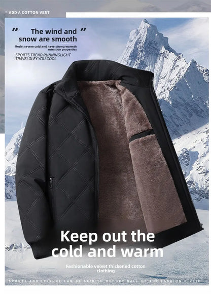 2025 Men's Warm Parker Coat Autumn/Winter Outdoor Sports Thick Anti Cold Cotton Jacket Stand up Collar Checkered Cotton Coat.