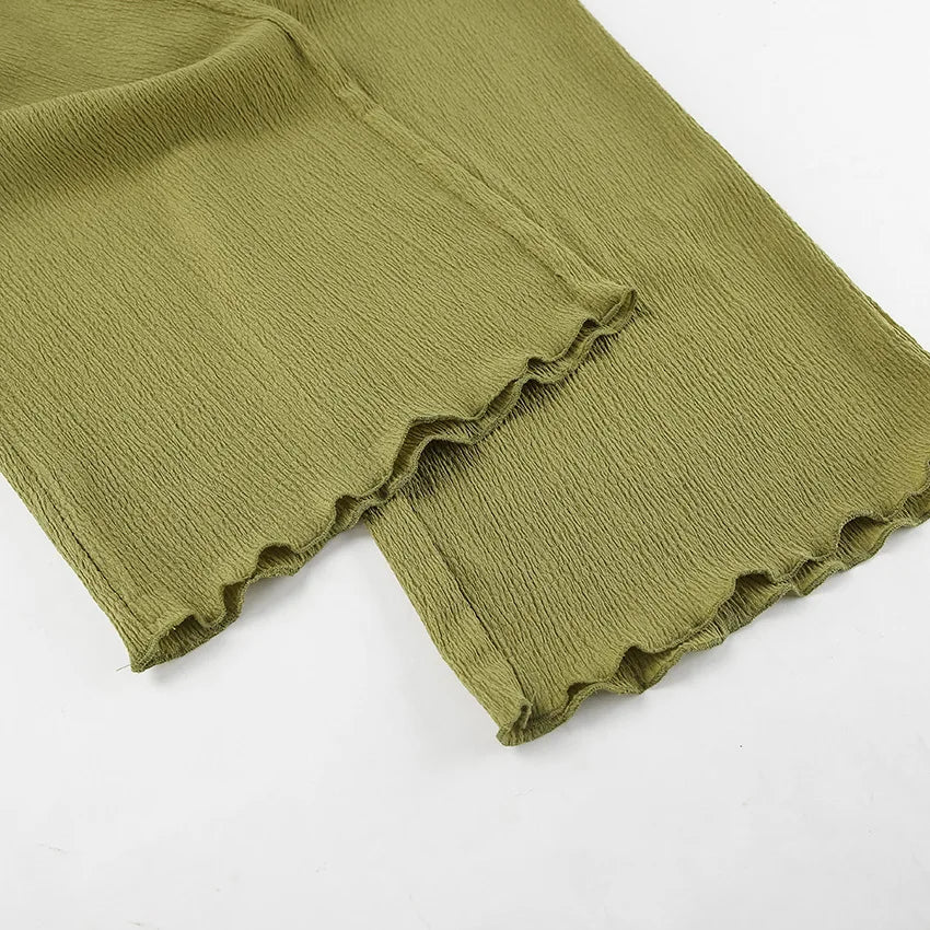 Tuularose Hanging Green Pants Set Sleeveless Backless Personality Temperament Commuter Two-piece Set Summer New Women Pants Set.