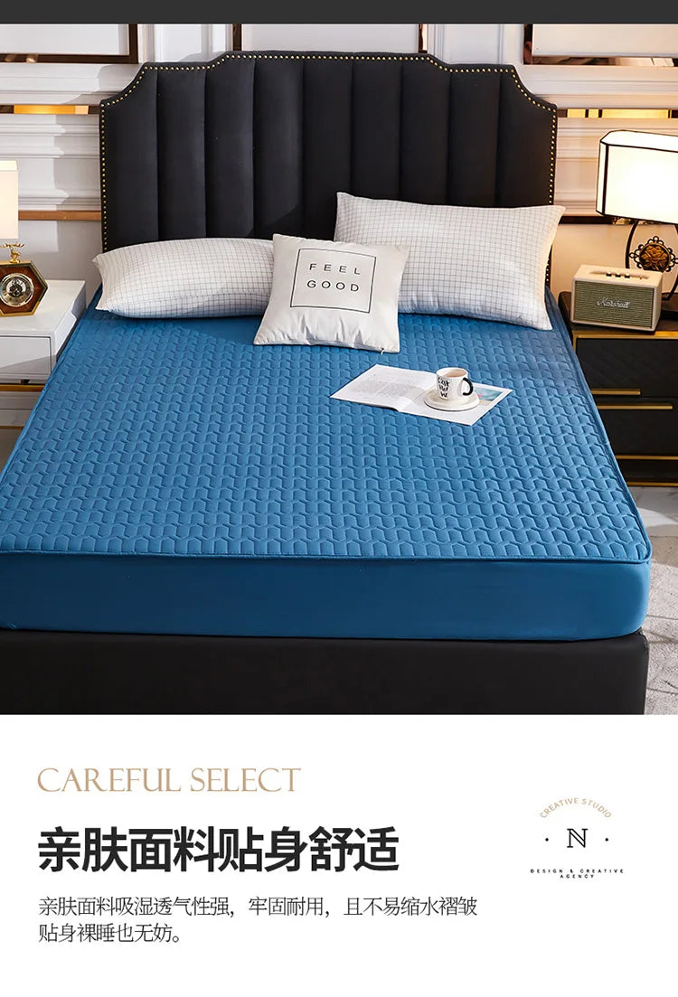 Waterproof Thicken Mattress Cover Quilted Latex Mat Bed Covers Pad Skin-Friendly Fitted Sheet Protector Bedspread150/160/180x200.