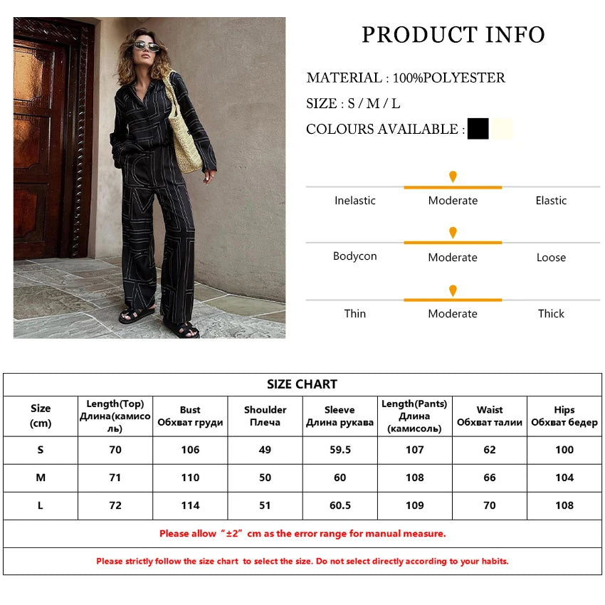 Clacive Fashion Long Sleeve Blouse 2 Piece Sets Women Outfit Elegant Loose Print Pants Set Casual High Waist Wide Trousers Suits.
