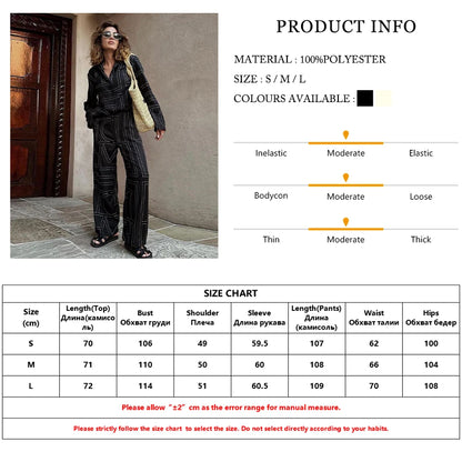 Clacive Fashion Long Sleeve Blouse 2 Piece Sets Women Outfit Elegant Loose Print Pants Set Casual High Waist Wide Trousers Suits.