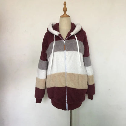 Übergroße Jacke für Frauen 2023 Neue Herbst Winter Warme Plüsch Tasche Mit Kapuze Streetwear Lose Dame Oberbekleidung Mantel Roupas Feminina.