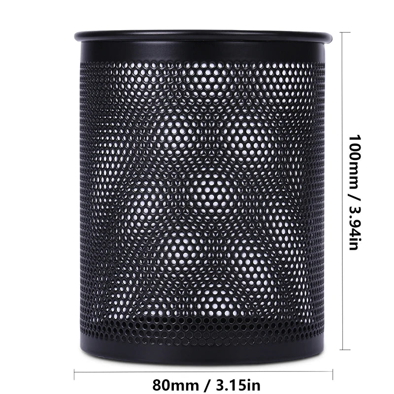 Deli Bleistifthalter für Büro, Schreibtisch, Metallgeflecht, quadratisch, rund, für Stifte, Topf, Tasse, Behälter, Organizer, langlebiges Federmäppchen.