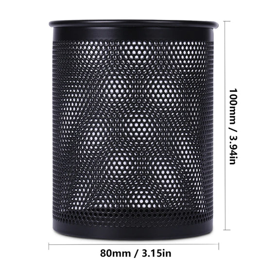 Deli Bleistifthalter für Büro, Schreibtisch, Metallgeflecht, quadratisch, rund, für Stifte, Topf, Tasse, Behälter, Organizer, langlebiges Federmäppchen.
