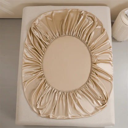 Satin Bed Sheets, Queen Size Sheets Set, 4 Pcs Silky Bedding Set   1 Deep Pocket Fitted Sheet + 1 Flat Sheet + 2 Pillowcases.