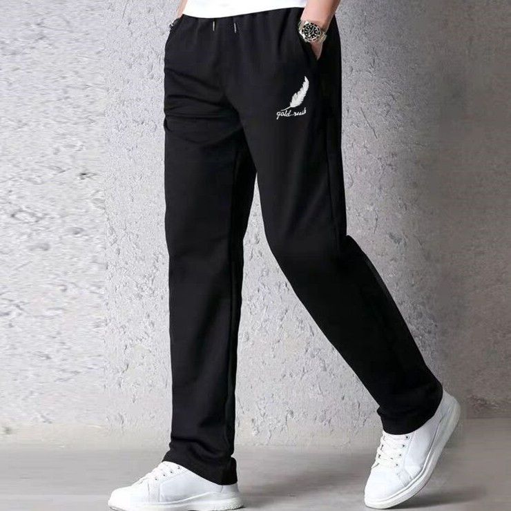 Autumn Winter Fashion Harajuku All Match Trousers Men Loose Straight Leg Sports Pants Plus Velvet Casual Men's Pants Sweatpants.