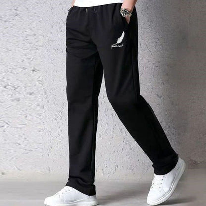 Autumn Winter Fashion Harajuku All Match Trousers Men Loose Straight Leg Sports Pants Plus Velvet Casual Men's Pants Sweatpants.