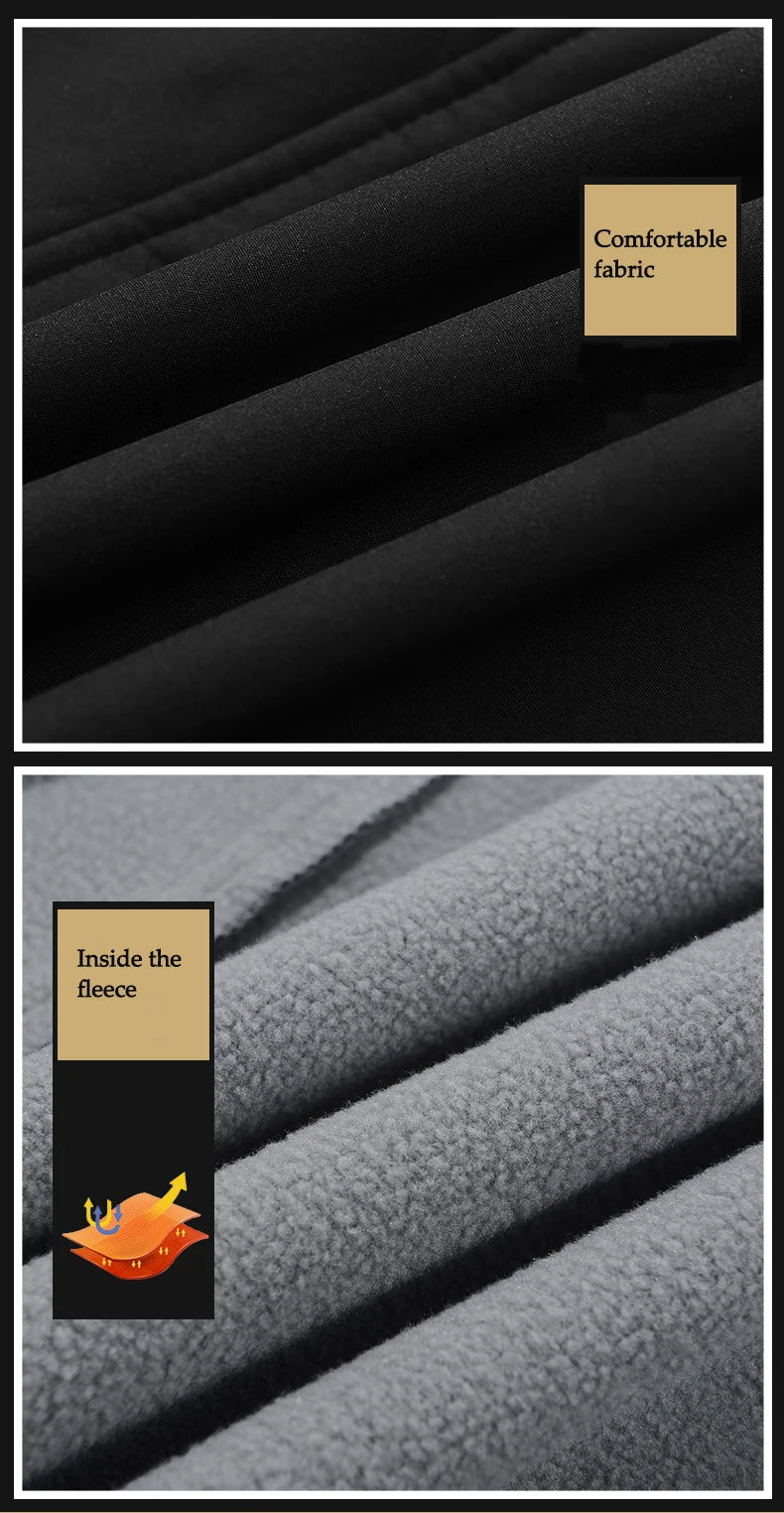 Jacket Coat Winter Soft Case Male Outdoor Sports Hooded Coat Multi-pocket Inside Fleece Casual Waterproof Windproof Sport Jacket.